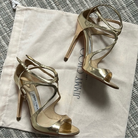 Jimmy Choo - gold Lang 100 sandals, like new! - Picture 5 of 7